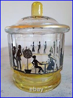 Rare Bohemian Glass Jar By Adolf Beckert, Art Deco Glass, Vintage Antique Glass Rare Bohemian Glass Jar By Adolf Beckert, Art Deco Glass, Vintage Antique Glass