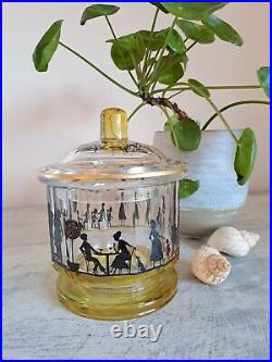 Rare Bohemian Glass Jar By Adolf Beckert, Art Deco Glass, Vintage Antique Glass Rare Bohemian Glass Jar By Adolf Beckert, Art Deco Glass, Vintage Antique Glass