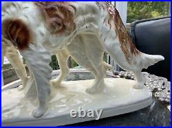 Rare Borzoi Greyhounds Figurine Centrepiece Porcelain Signed Sitzendorf Dresden