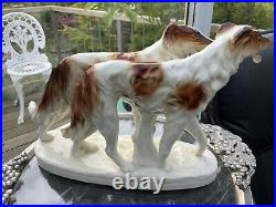 Rare Borzoi Greyhounds Figurine Centrepiece Porcelain Signed Sitzendorf Dresden