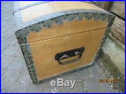 Rare Bow Top Genuine Antique Early Victorian 1861 Trunk / Chest Blanket Box Vgc
