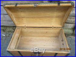 Rare Bow Top Genuine Antique Early Victorian 1861 Trunk / Chest Blanket Box Vgc
