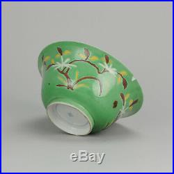 Rare Ca 1700 Early Kangxi Chinese Porcelain green-ground'Brinjal' bowl