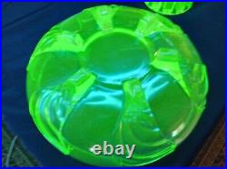 Rare Clear Uranium Green Boy & Goat Float Bowl Art Deco Depression Era 1920/30s