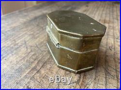 Rare! Complete! Antique 18th C Brass Tinder Box Striker Flint Early American