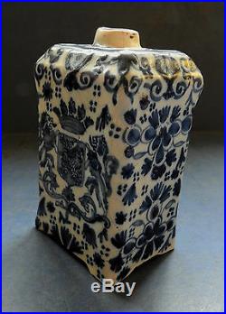 Rare Dutch Delft Tea Caddy With Royal Coat Of Arms Early 19th Century