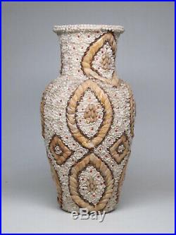 Rare EARLY Antique SHELL ART Seashell Encrusted Vase Folk Art Mosaic Primitive