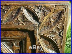 Rare Early 16th Century Medieval Carved Oak Gothic Tracery Door Panel c1500