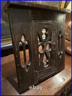 Rare Early 17th Century Oak Pierced Wall Cupboard Front Originally Built In Wall
