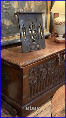Rare Early 17th Century Oak Pierced Wall Cupboard Front Originally Built In Wall