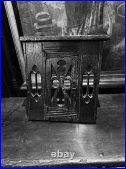Rare Early 17th Century Oak Pierced Wall Cupboard Front Originally Built In Wall