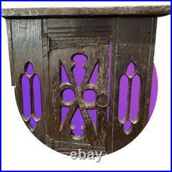 Rare Early 17th Century Oak Pierced Wall Cupboard Front Originally Built In Wall