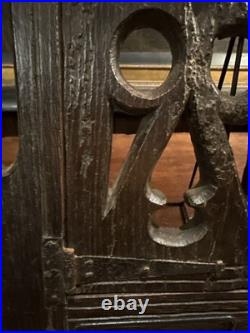 Rare Early 17th Century Oak Pierced Wall Cupboard Front Originally Built In Wall