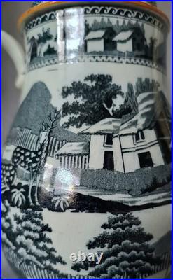 Rare Early 18th C. Leeds Transfer Coffee Pot