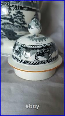 Rare Early 18th C. Leeds Transfer Coffee Pot