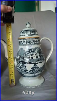 Rare Early 18th C. Leeds Transfer Coffee Pot