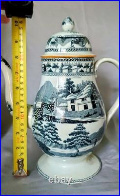 Rare Early 18th C. Leeds Transfer Coffee Pot