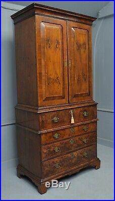 Rare Early 18th Century Walnut Secretaire Writing Cabinet