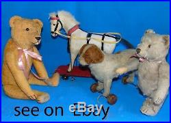 Rare Early 1900 marvelous Steiff pult toy St bernard dog on wheels 11
