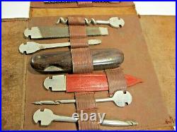 Rare Early 1900's Antique Tool Kit In Leather Pouch