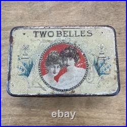 Rare! Early 1900's Antique Two Belles Nebraska Cigar Tobacco Tin Rare! Early 1900's Antique Two Belles Nebraska Cigar Tobacco Tin