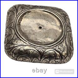 Rare Early 1900s Engraved 900 Silver Pocket Ashtray Box