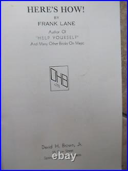 Rare Early 1934 Antique MAGIC TRICK BOOK Here's How by Frank Lane, Magician