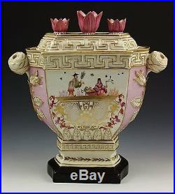 Rare Early 19thC English Porcelain Tulipiere Vase with Chinoiserie