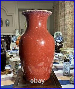 Rare Early 19th C Antique Chinese Sang de Boeuf Oxblood Glazed Vase