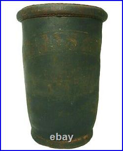 Rare Early 19th C Salisbury Ma Antique Prim Dec Leather Fire Bucket, Rope Handle