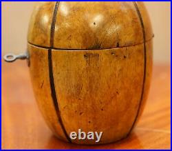 Rare Early 19th Century Circa 1820 Treen Hnd Carved Apple Tea Caddy Original Key