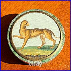 Rare Early 19th Century Italian Hardstone Snuff Box Gold & Micromosaic Feline