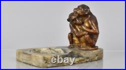 Rare Early 20thC Austrian Cold Painted Bronze Monkeys Desk Tidy / Vide Poche Rare Early 20thC Austrian Cold Painted Bronze Monkeys Desk Tidy / Vide Poche