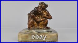 Rare Early 20thC Austrian Cold Painted Bronze Monkeys Desk Tidy / Vide Poche Rare Early 20thC Austrian Cold Painted Bronze Monkeys Desk Tidy / Vide Poche