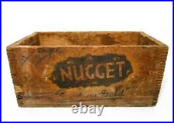 Rare Early 20th C Vint Nugget Ginger Ale Wood Box Soda Crate Blk/ylw Ink Prov Ri