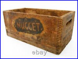 Rare Early 20th C Vint Nugget Ginger Ale Wood Box Soda Crate Blk/ylw Ink Prov Ri