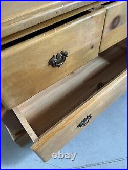 Rare Early 20th Century, 2 over 1, pine chest of drawers Brass Drop Handles
