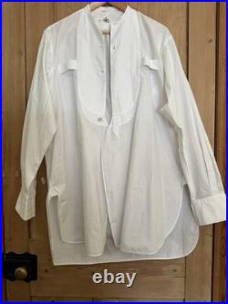 Rare Early 20th Century Antique Index Cotton Luxury Formal white Bib Shirt 15