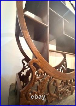Rare Early 20th Century Chinese Hongmu Display Stand Hand Carved Circular Shelf