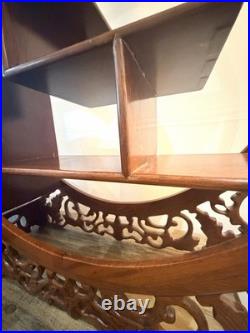 Rare Early 20th Century Chinese Hongmu Display Stand Hand Carved Circular Shelf