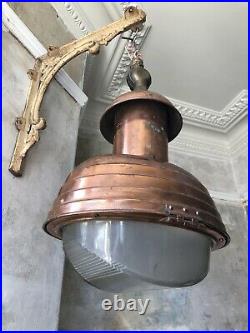 Rare Early 20th Century Copper And Glass Holophane light