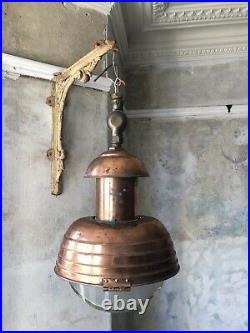 Rare Early 20th Century Copper And Glass Holophane light