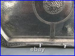 Rare Early 20th Century Hutton Of Sheffield Pewter Hammered Arts & Crafts Tray