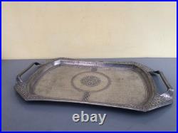 Rare Early 20th Century Hutton Of Sheffield Pewter Hammered Arts & Crafts Tray