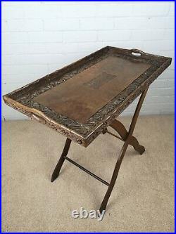 Rare Early 20th Century Indian Hardwood Campaign Folding Tray Table