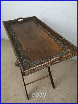 Rare Early 20th Century Indian Hardwood Campaign Folding Tray Table
