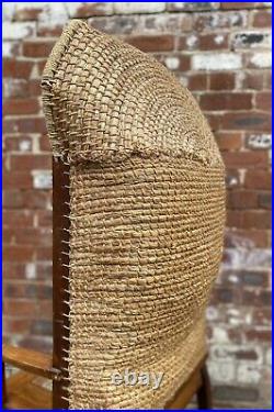 Rare Early 20th Century Scottish Orkney Chair With Handwoven Straw Hooded Back