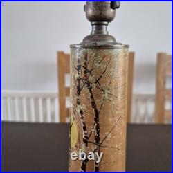 Rare Early 20thc Arts And Crafts Painted Sycamore Lamp Yardley School Signed
