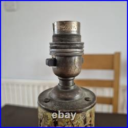 Rare Early 20thc Arts And Crafts Painted Sycamore Lamp Yardley School Signed