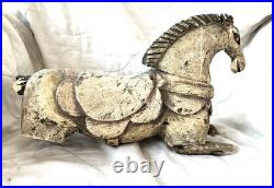 Rare Early Americana Antique 1800' Carved Painted Wooden Horse To Be Restored
